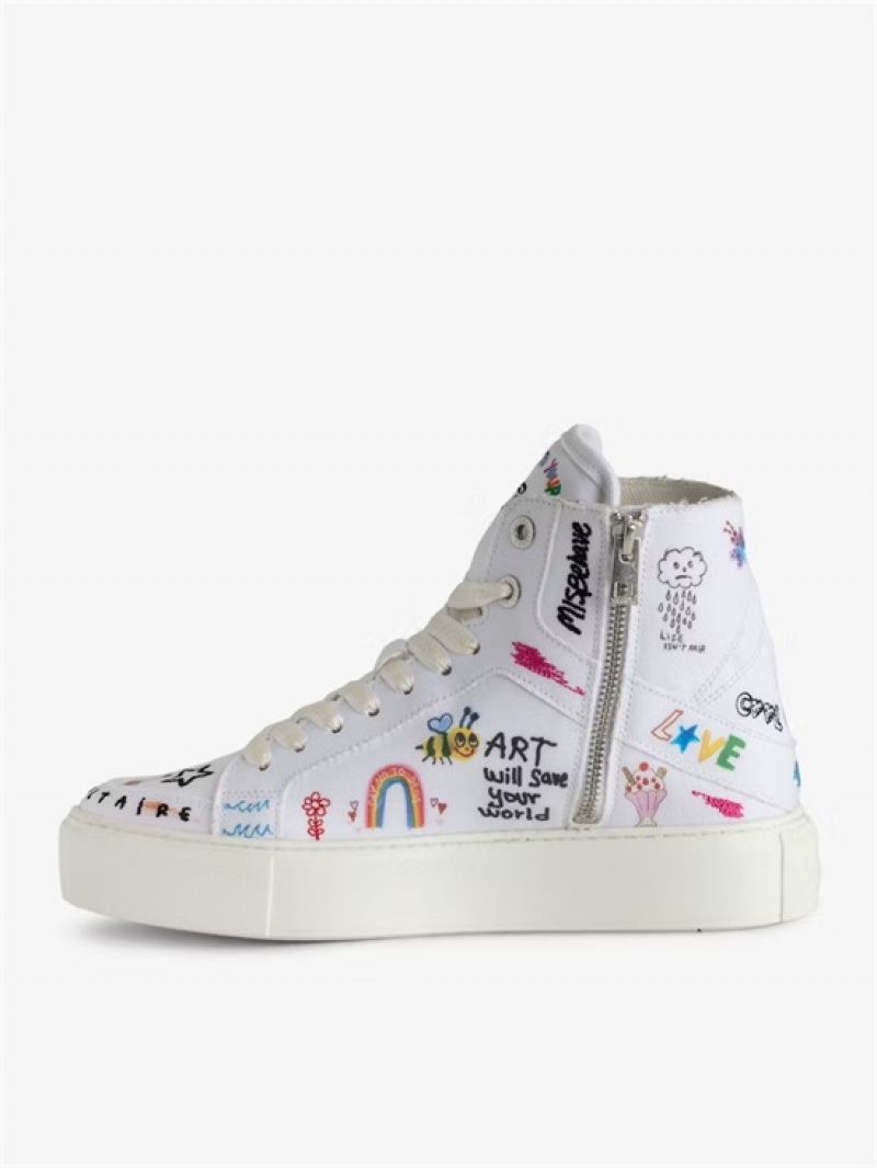 Zadig & Voltaire ZV1747 High Flash Chunky High-Top Sneakers  Białe | ZV-255663