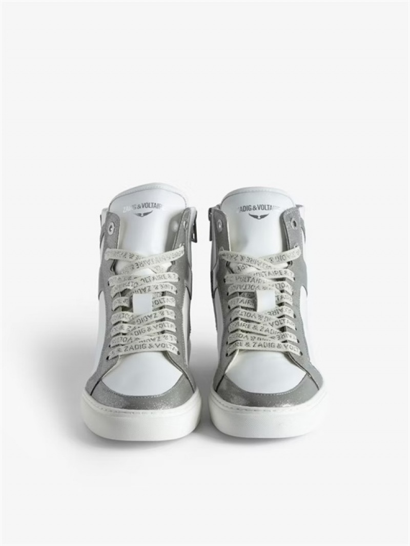 Zadig & Voltaire ZV1747 High Flash High-Top Sneakers Srebrne | ZV-255665