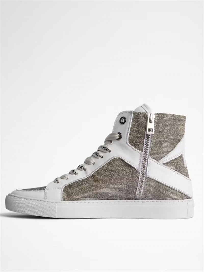 Zadig & Voltaire ZV1747 High Flash Sneakers Srebrne | ZV-255671